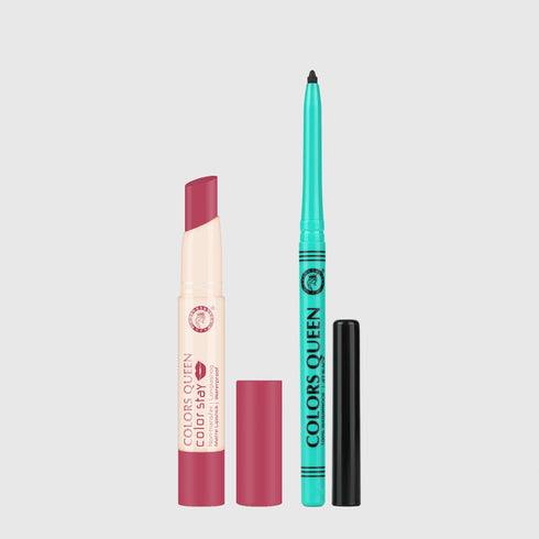 Colors Queen Color Stay Non-Transfer Lipstick and Bold Eyes Auto Kajal Combo