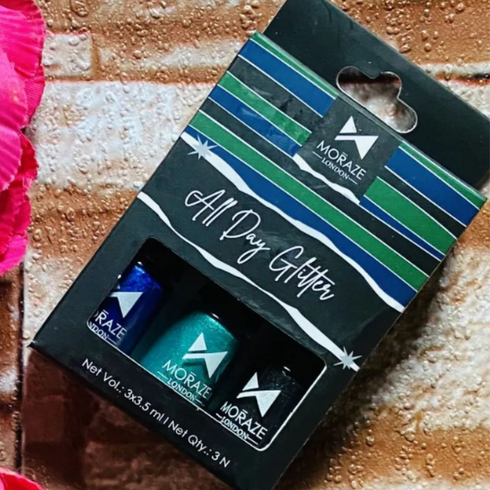 Moraze Cosmetics Pack of 3 Glittery Coloured Eyeliners Green Black and Blue