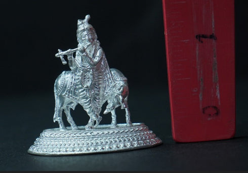 Pure Silver Krishna With Cow 23.45g By Mahita Collections