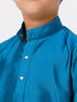 Ramraj Cotton Boys Silk Cotton Full Sleeves Ramar Blue Kurta with Gold Jari Dhoti Combo