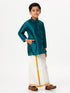 Ramraj Cotton Boys Silk Cotton Full Sleeves Dark Green Kurta with Gold Jari Dhoti Combo