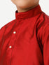 Ramraj Cotton Boys Silk Cotton Full Sleeves Red Kurta with Gold Jari Dhoti Combo
