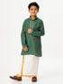Ramraj Cotton Boys Emerald Full Sleeves Dark Green Kurta with Dhoti Combo