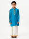 Ramraj Cotton Boys Emerald Full Sleeves Sky Blue Kurta with Dhoti Combo