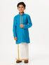 Ramraj Cotton Boys Emerald Full Sleeves Sky Blue Kurta with Dhoti Combo