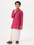 Ramraj Cotton Boys Emerald Full Sleeves Dark Pink Kurta with Dhoti Combo