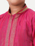 Ramraj Cotton Boys Emerald Full Sleeves Dark Pink Kurta with Dhoti Combo