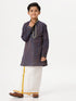 Ramraj Cotton Boys Emerald Full Sleeves Navy Blue Kurta with Dhoti Combo