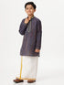 Ramraj Cotton Boys Emerald Full Sleeves Navy Blue Kurta with Dhoti Combo