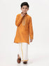 Ramraj Cotton Boys Emerald Full Sleeves Orange Kurta with Dhoti Combo