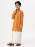 Ramraj Cotton Boys Emerald Full Sleeves Orange Kurta with Dhoti Combo