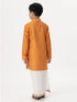 Ramraj Cotton Boys Emerald Full Sleeves Orange Kurta with Dhoti Combo