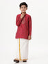 Ramraj Cotton Boys Emerald Full Sleeves Red Kurta with Dhoti Combo
