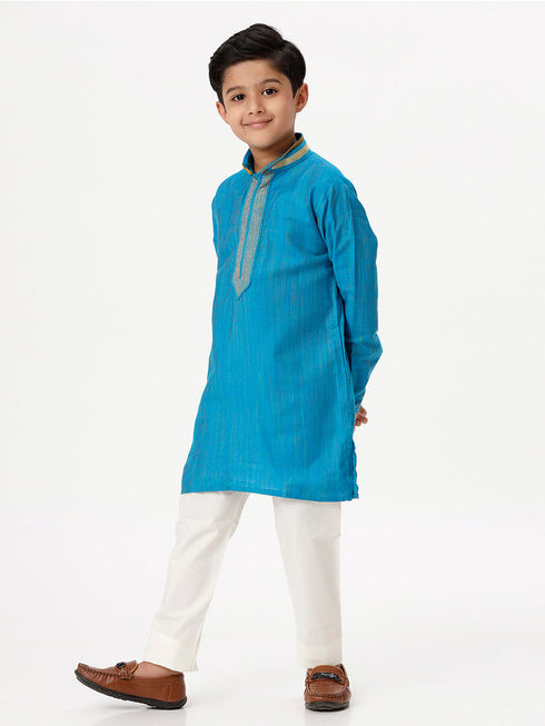 Ramraj Cotton Boys Emerald Sky Blue Kurta with Pyjama Pant Combo EMD2