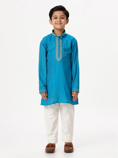 Ramraj Cotton Boys Emerald Sky Blue Kurta with Pyjama Pant Combo EMD2