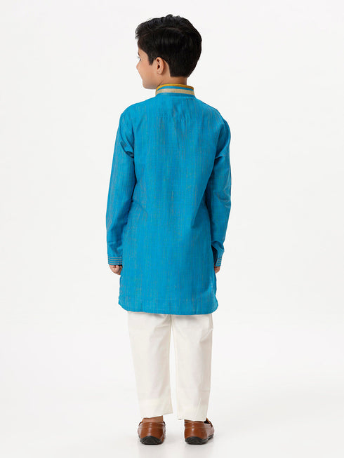 Ramraj Cotton Boys Emerald Sky Blue Kurta with Pyjama Pant Combo EMD2