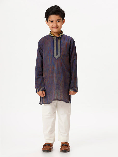 Ramraj Cotton Boys Emerald Navy Kurta with Pyjama Pant Combo EMD6