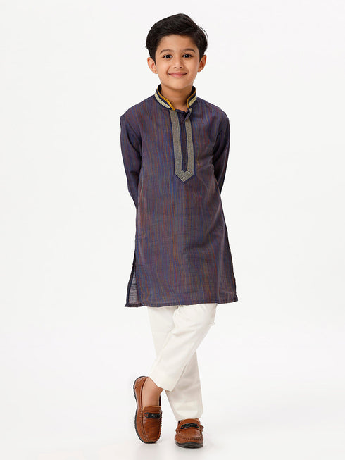 Ramraj Cotton Boys Emerald Navy Kurta with Pyjama Pant Combo EMD6