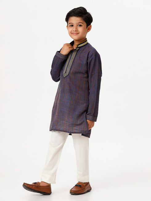 Ramraj Cotton Boys Emerald Navy Kurta with Pyjama Pant Combo EMD6