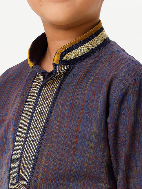 Ramraj Cotton Boys Emerald Navy Kurta with Pyjama Pant Combo EMD6