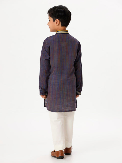 Ramraj Cotton Boys Emerald Navy Kurta with Pyjama Pant Combo EMD6