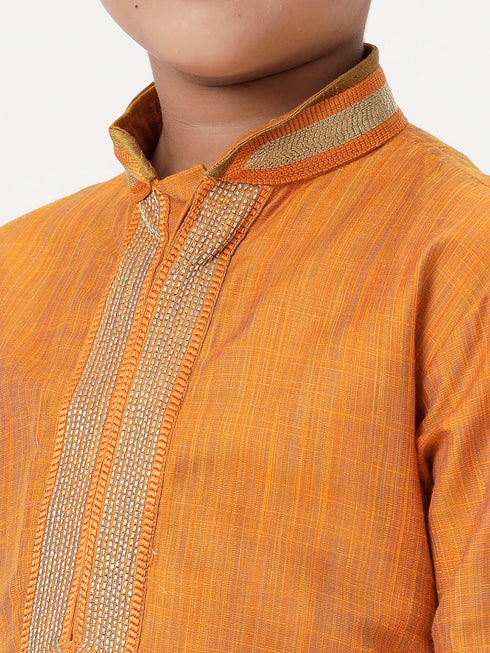 Ramraj Cotton Boys Emerald Orange Kurta with Pyjama Pant Combo EMD3