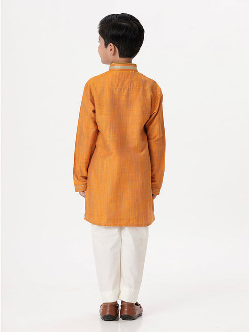 Ramraj Cotton Boys Emerald Orange Kurta with Pyjama Pant Combo EMD3