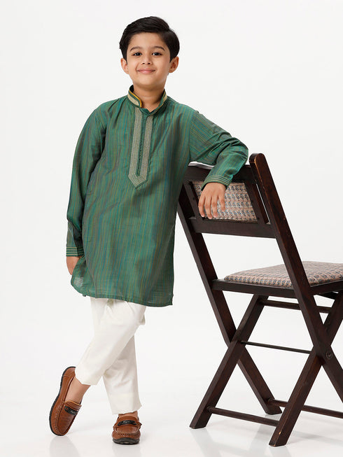 Ramraj Cotton Boys Emerald Dark Green Kurta with Pyjama Pant Combo EMD7