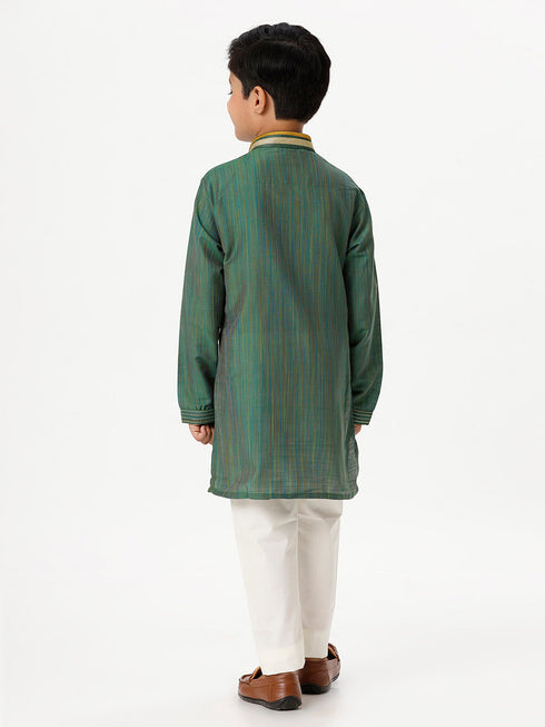 Ramraj Cotton Boys Emerald Dark Green Kurta with Pyjama Pant Combo EMD7