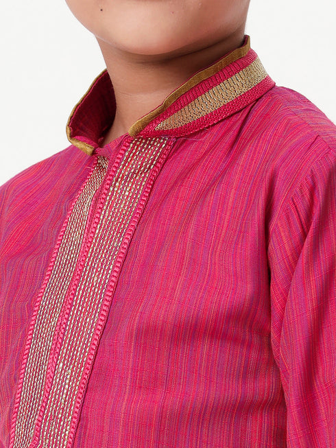 Ramraj Cotton Boys Emerald Dark Pink Kurta with Pyjama Pant Combo EMD1