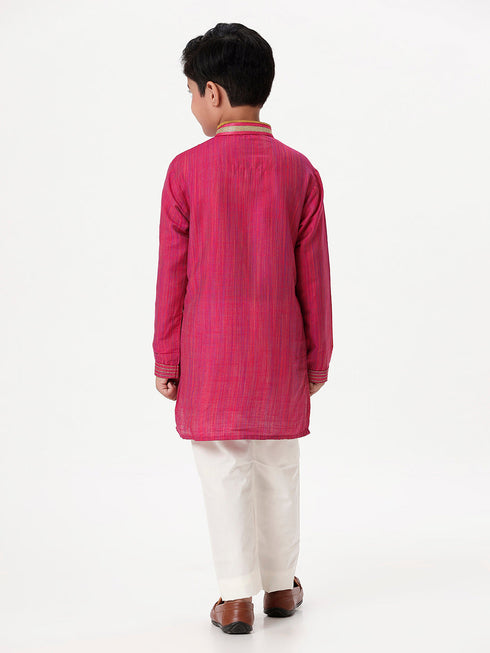 Ramraj Cotton Boys Emerald Dark Pink Kurta with Pyjama Pant Combo EMD1