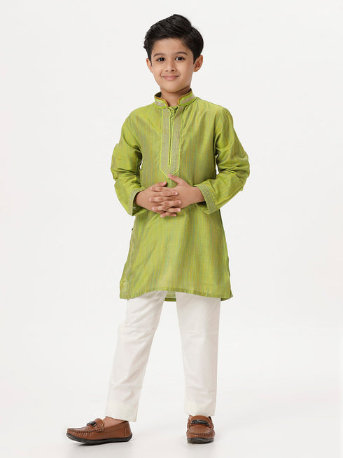 Ramraj Cotton Boys Emerald Parrot Green Kurta with Pyjama Pant Combo EMD5