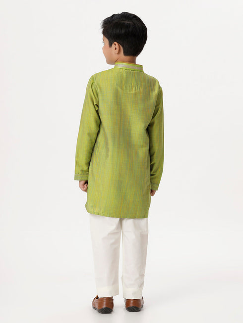 Ramraj Cotton Boys Emerald Parrot Green Kurta with Pyjama Pant Combo EMD5