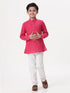 Ramraj Cotton Boys Breeze Cotton Full Sleeves Dark Pink Kurta with Pyjama Pant Combo