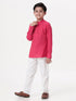 Ramraj Cotton Boys Breeze Cotton Full Sleeves Dark Pink Kurta with Pyjama Pant Combo