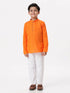 Ramraj Cotton Boys Breeze Cotton Full Sleeves Orange Kurta with Pyjama Pant Combo