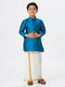 Ramraj Cotton Boys Silk Cotton Full Sleeves Ramar Blue Kurta with Gold Jari Dhoti Combo