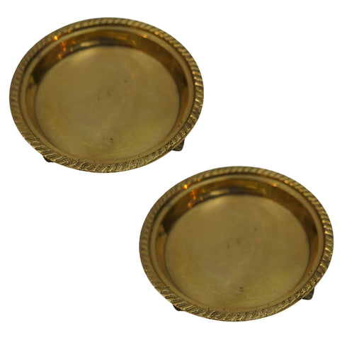 Traditional Brass Chowki Plate 180g Set of 2