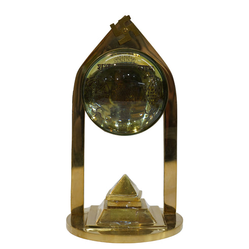 Brass Vastu Pyramid & Shri Yantra with Magnifying Glass 775g