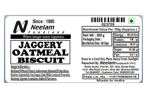 Neelam Foodland Jaggery Oatmeal Biscuit