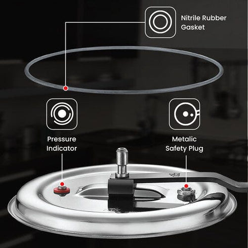 Prestige Triply Svachh Spillage Control Inner Lid Induction Bottom Pressure Cooker 5 L