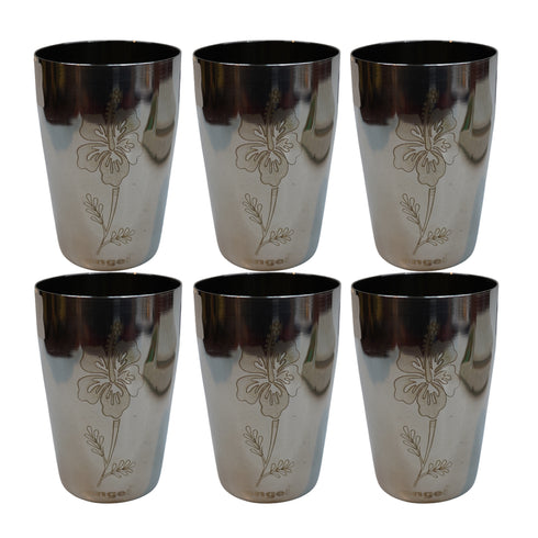 Shiny Steel Drinking Glass 600g Set of 6