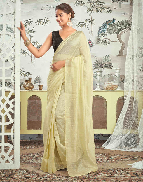 Sudathi Ready To Wear Cream Woven Silk Saree