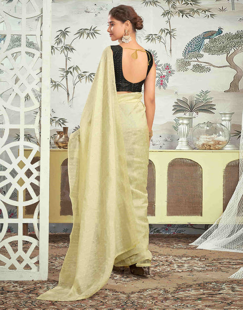 Sudathi Ready To Wear Cream Woven Silk Saree