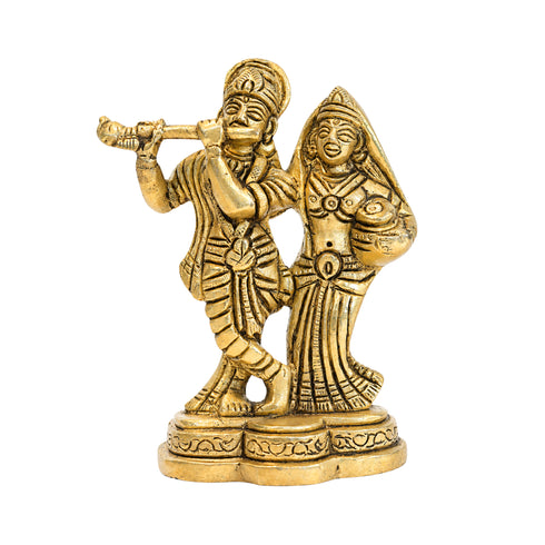 Brass Radha Krishna Idol with Flute 409g