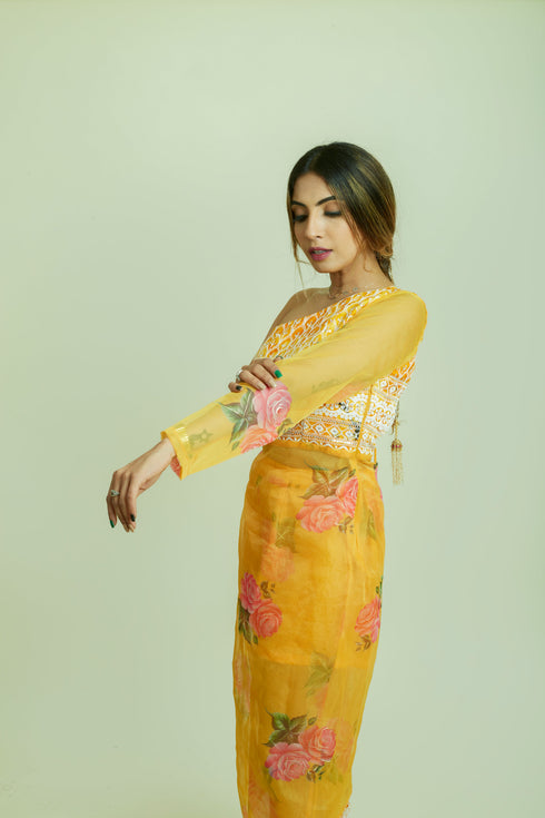 Kzari Orchid Floral Kurta and Pant Set