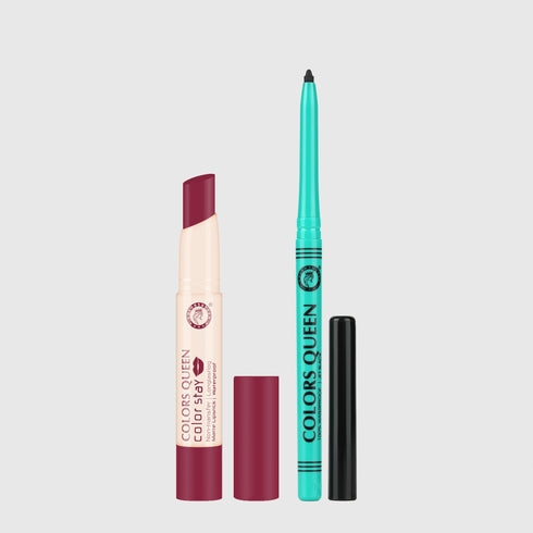Colors Queen Color Stay Non-Transfer Lipstick and Bold Eyes Auto Kajal Combo