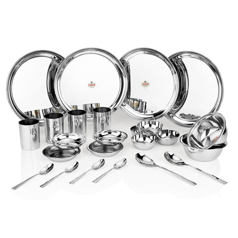 Vinod 24 Pieces Stainless Steel Dinner Set Durable Mirror Finish High Quality Steel Rust free Dishwasher safe and ISI Certified