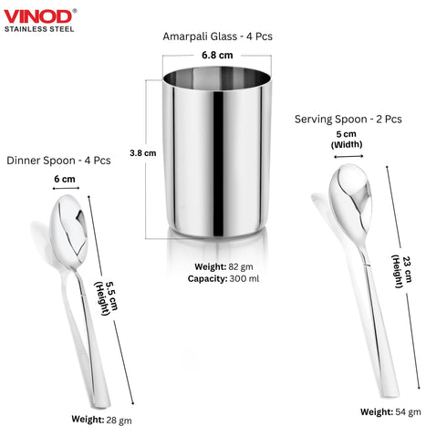 Vinod 24 Pieces Stainless Steel Dinner Set Durable Mirror Finish High Quality Steel Rust free Dishwasher safe and ISI Certified