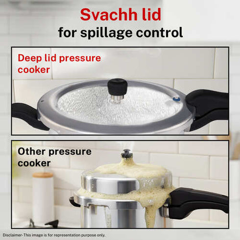 Prestige Svachh Aluminium Anti Bulge Induction Base Senior Deep Pan Pressure Cooker 5 L Silver